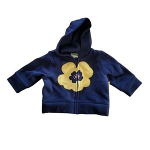 NEW Crazy 8 Girl's Navy Zip-Up Hoodie with Yellow Flower - 3-6 mos